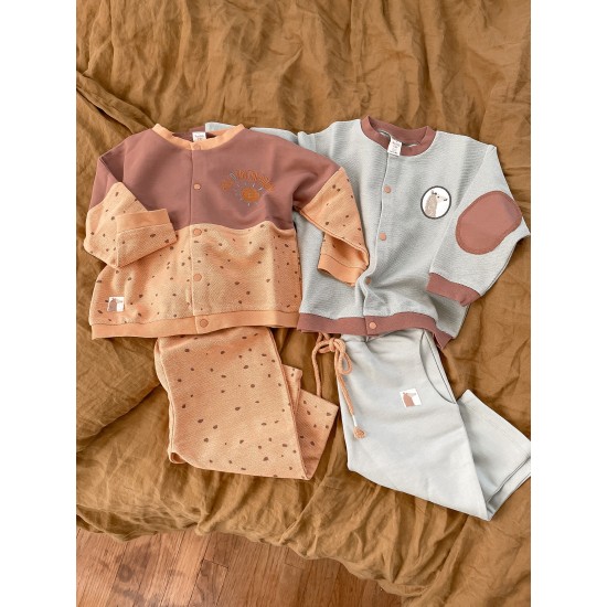 Auntie Me Organic Pastry Shell ‘Irregular Dots’ Snap Front Bomber Jacket