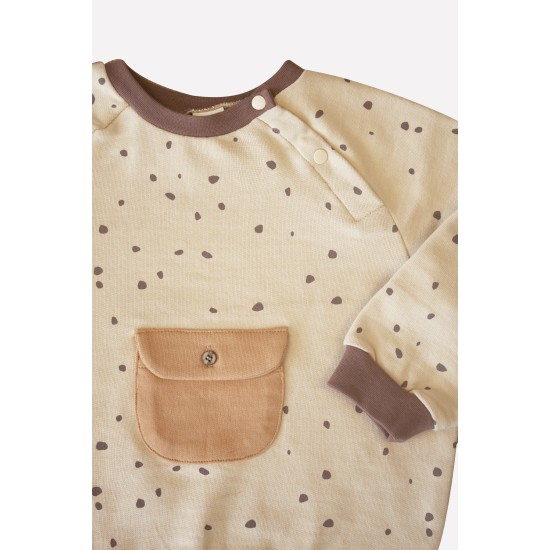 Auntie Me Organic Semolina ‘Irregular Dots’ Pocket Sweatshirt