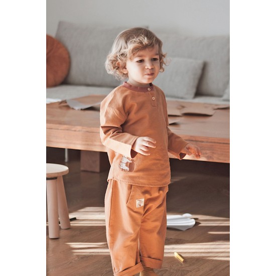 Biscuit Flannel Trousers Wİth Kangroo Pocket