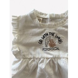 Auntie Me Organic Undyed ’With The Wawes' Bubble Onesie